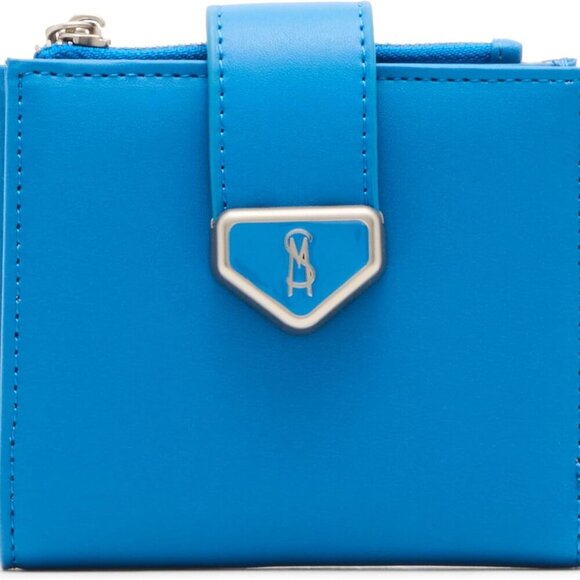 Women's Azure Leather Bifold Wallet Snap Closure Card Slots Zip Pocket